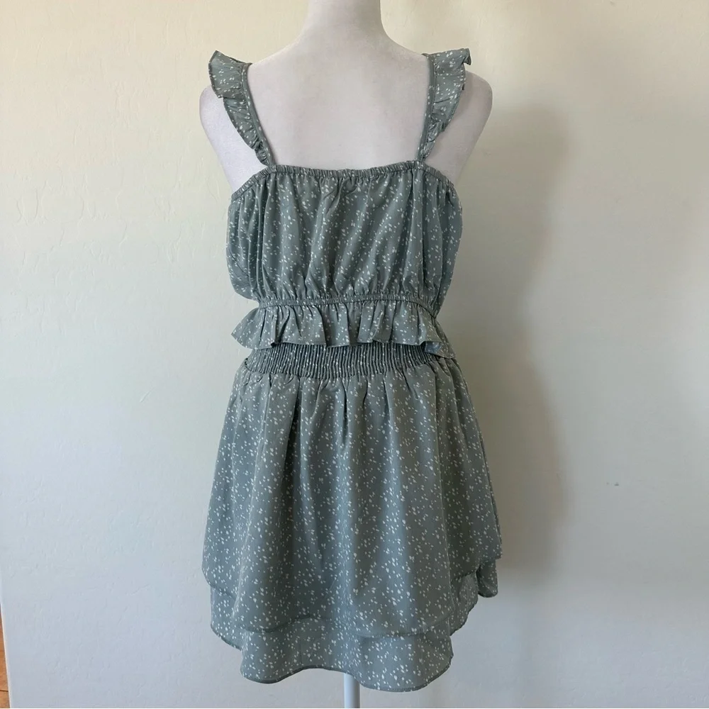 Paper Crane Medium Boho Ruffled Whimsy Two Piece Skirt Set Cottage Festival